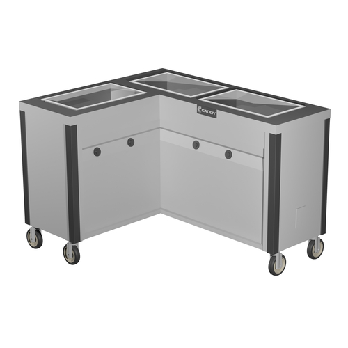 Caddy Corporation TF-633-L (3) 12" x 20" x 6.38" Deep Hot Food Wells L-Shaped Left-Handed Enclosed Heated Base Electric Slimline Hot Food Caddy - 208 Volts