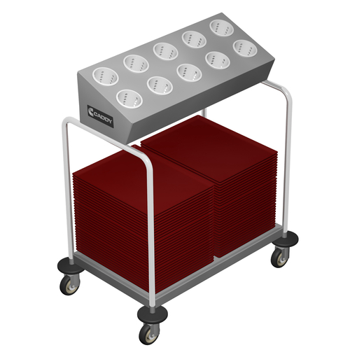 Caddy Corporation T-404 34.5" W x 22.5" D x 35" H Double Stack Tray & Silver Caddy