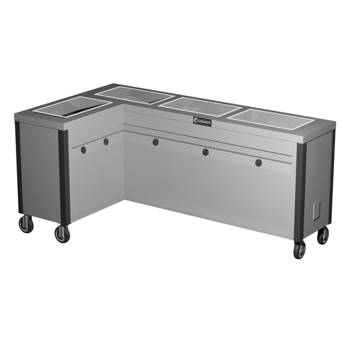 Caddy Corporation TF-634-L (4) 12" x 20" x 6.38" Deep Hot Food Wells L-Shaped Left-Handed Enclosed Heated Base Electric Slimline Hot Food Caddy - 208 Volts
