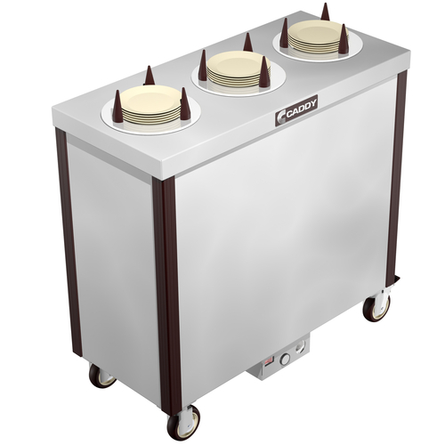 Caddy Corporation CM-S-103-H 3 Self-Leveling Adjustable Dispensing Cylinders 0" to 5.75" Dia. Dish Size Cabinet Style Heated Caddy Magic Dish Dispenser - 120 Volts