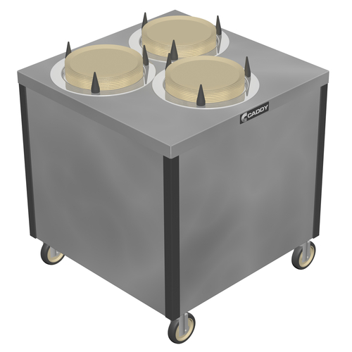 Caddy Corporation CM-SQ-503 3 Self-Leveling Adjustable Dispensing Cylinders 10.25" to 12" Dia. Dish Size Staggered Square Cabinet Style Unheated Caddy Magic Dish Dispenser