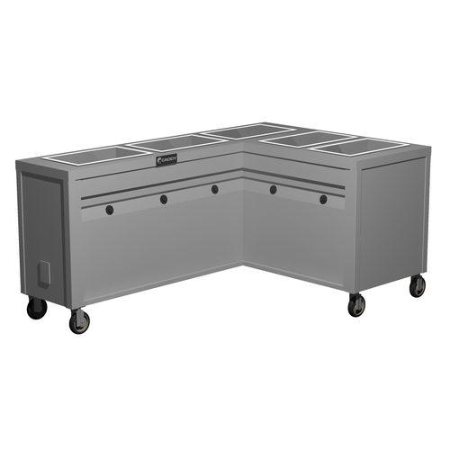 Caddy Corporation TF-635-R (5) 12" x 20" x 6.38" Deep Hot Food Wells L-Shaped Right-Handed Enclosed Heated Base Electric Slimline Hot Food Caddy - 208 Volts