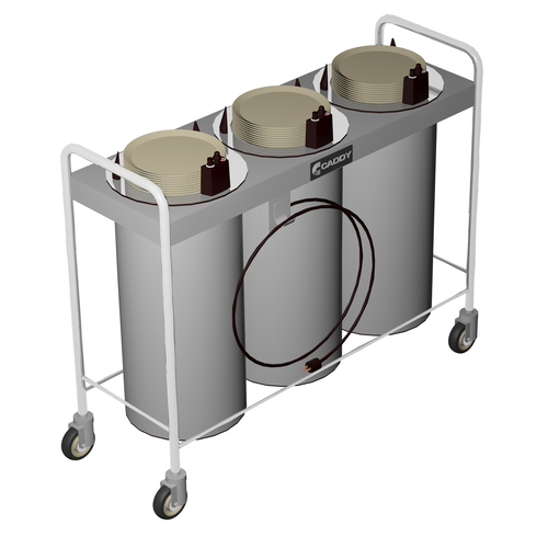 Caddy Corporation CM-T-403-H 3 Self-Leveling Adjustable Dispensing Cylinders 9.63" to 10.13" Dia. Dish Size Open Style Heated Caddy Magic Dish Dispenser - 120 Volts