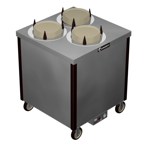 Caddy Corporation CM-SQ-403-H 3 Self-Leveling Adjustable Dispensing Cylinders 9.63" to 10.13" Dia. Dish Size Staggered Square Cabinet Style Heated Caddy Magic Dish Dispenser - 120 Volts