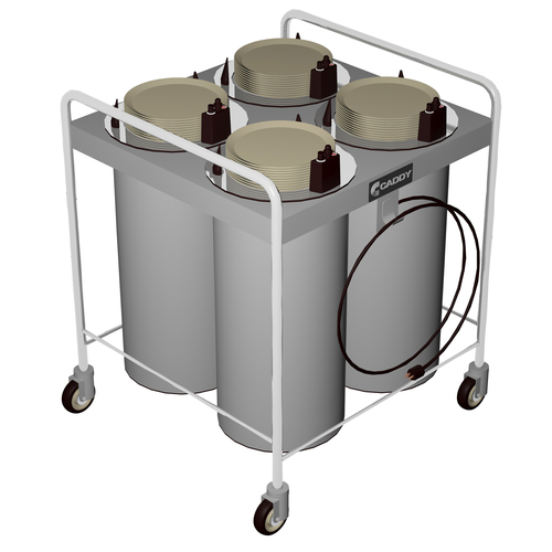 Caddy Corporation CM-T-404-H 4 Self-Leveling Adjustable Dispensing Cylinders 9.63" to 10.13" Dia. Dish Size Open Style Heated Caddy Magic Dish Dispenser - 120 Volts