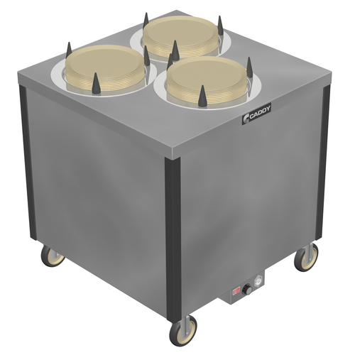 Caddy Corporation CM-SQ-503-H 3 Self-Leveling Adjustable Dispensing Cylinders 10.25" to 12" Dia. Dish Size Staggered Square Cabinet Style Heated Caddy Magic Dish Dispenser - 120 Volts
