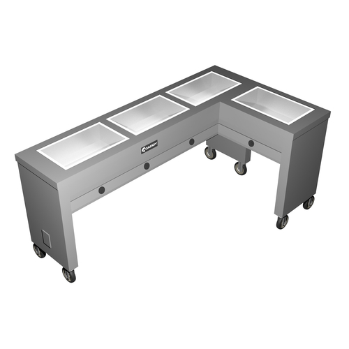 Caddy Corporation TF-614-R (4) 12" x 20" x 6.38" Deep Hot Food Wells L-Shaped Right-Handed Open Base Electric Slimline Hot Food Caddy - 208 Volts