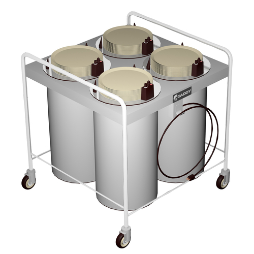 Caddy Corporation CM-T-504-H 4 Self-Leveling Adjustable Dispensing Cylinders 10.25" to 12" Dia. Dish Size Open Style Heated Caddy Magic Dish Dispenser - 120 Volts