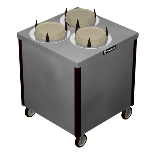 Caddy Corporation CM-SQ-403 3 Self-Leveling Adjustable Dispensing Cylinders 9.63" to 10.13" Dia. Dish Size Staggered Square Cabinet Style Unheated Caddy Magic Dish Dispenser