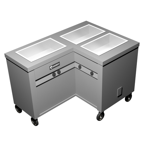 Caddy Corporation TF-623-L (3) 12" x 20" x 6.38" Deep Hot Food Wells L-Shaped Left-Handed Enclosed Heated Base Electric Hot Food Caddy - 208 Volts
