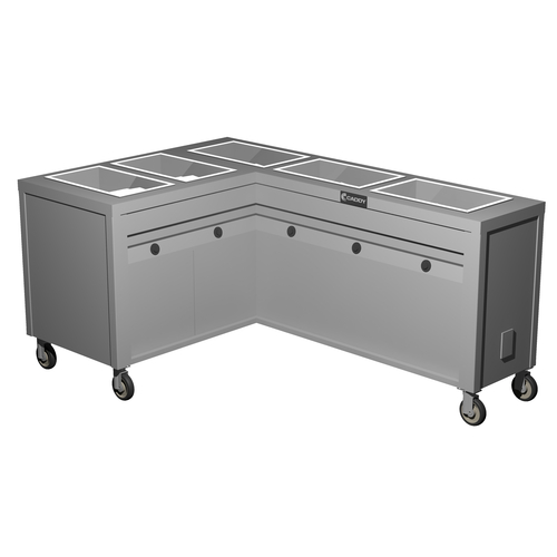 Caddy Corporation TF-635-L (5) 12" x 20" x 6.38" Deep Hot Food Wells L-Shaped Left-Handed Enclosed Heated Base Electric Slimline Hot Food Caddy - 208 Volts
