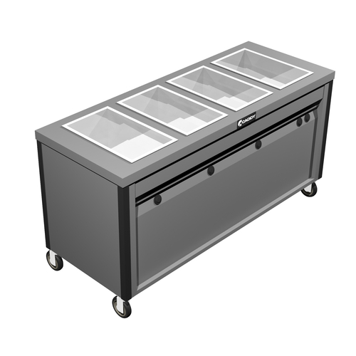 Caddy Corporation TF-624 (4) 12" x 20" x 6.38" Deep Hot Food Wells Enclosed Heated Base Electric Hot Food Caddy - 208 Volts