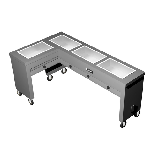 Caddy Corporation TF-614-L (4) 12" x 20" x 6.38" Deep Hot Food Wells L-Shaped Left-Handed Open Base Electric Slimline Hot Food Caddy - 208 Volts