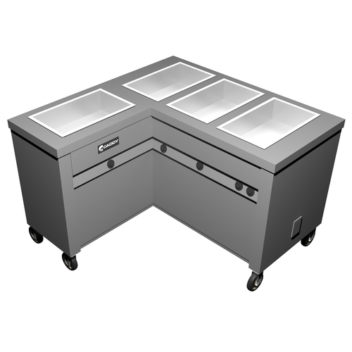Caddy Corporation TF-624-L (4) 12" x 20" x 6.38" Deep Hot Food Wells L-Shaped Left-Handed Enclosed Heated Base Electric Hot Food Caddy - 208 Volts