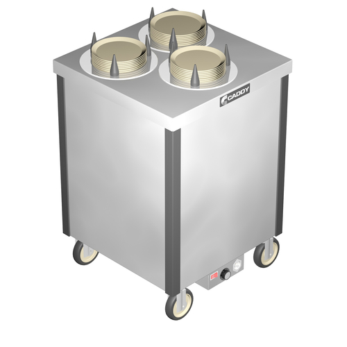 Caddy Corporation CM-SQ-203-H 3 Self-Leveling Adjustable Dispensing Cylinders 5.88" to 7.25" Dia. Dish Size Staggered Square Cabinet Style Heated Caddy Magic Dish Dispenser - 120 Volts