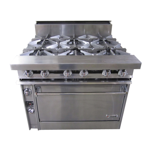 Jade JTRH-6-36-LP 36" W Liquid Propane Stainless Steel (6) Burners Titan Heavy Duty Range - 245,000 BTU