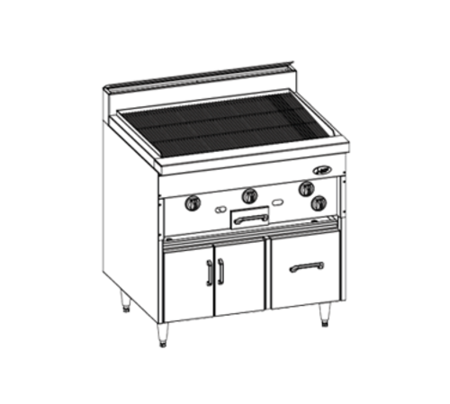 Jade JBKC-36-LP 36" W Liquid Propane Stainless Steel Bistro Restaurant Range - 65,000 BTU