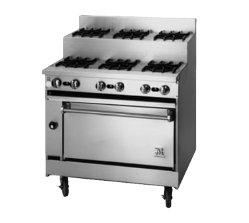 Jade JBRE-3-3-36-LP 36" W Liquid Propane Stainless Steel 3 Burners Bistro Restaurant Range - 150,000 BTU