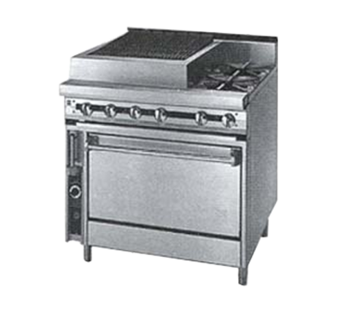 Jade JTRH-24B-12WT36C-NG 36" Natural Gas Convection Oven Titan Heavy Duty Range with Charbroiler and Work Top - 90,000 BTU