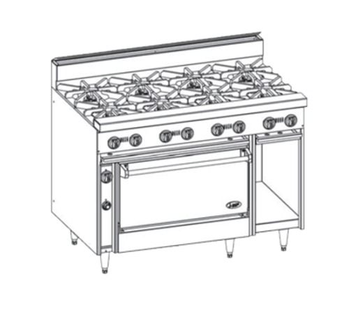 Jade JBR-36G-2-36C-NG 48" W 4 Open Burners Natural Gas Bistro Restaurant Range - 162,000 BTU