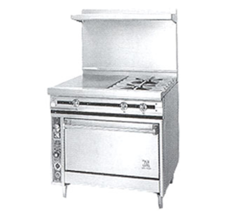Jade JTRH-2-1HT-36-NG 36" Natural Gas Standard Oven Titan Heavy Duty Range with 2 Open Burners and Hot Top - 140,000 BTU