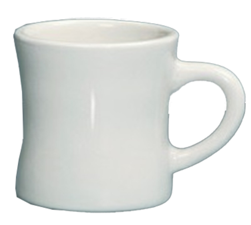 Yanco RE-75-H 8 Oz. White Round Ceramic Rolled Edge Recovery Hartford Mug