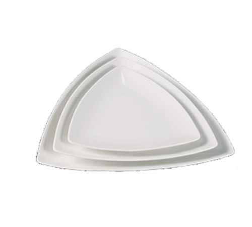 Yanco FU-412 12" W Bone White Porcelain Triangular Fuji Plate