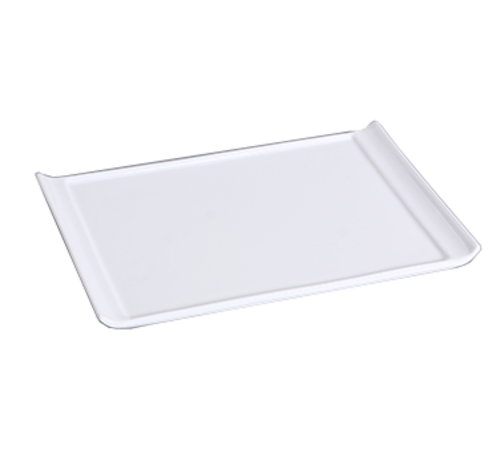 Yanco FU-1310 10.25" W x 7" D Bone White Porcelain Rectangular Fuji Display Plate
