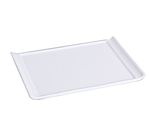 Yanco FU-1310 10.25" W x 7" D Bone White Porcelain Rectangular Fuji Display Plate