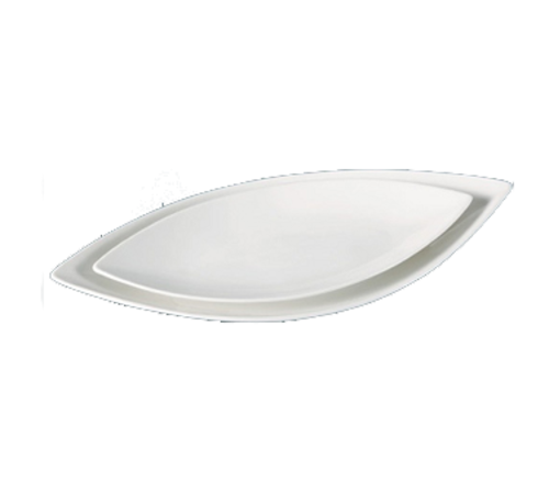 Yanco FU-213 13" W Bone White Porcelain Leaf Fuji Dish Plate