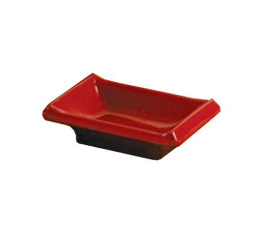 Yanco CR-4046 1 Oz. 3.75" W Black and Red Melamine Rectangular Two-Tone Sauce Dish