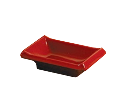 Yanco CR-4046 1 Oz. 3.75" W Black and Red Melamine Rectangular Two-Tone Sauce Dish