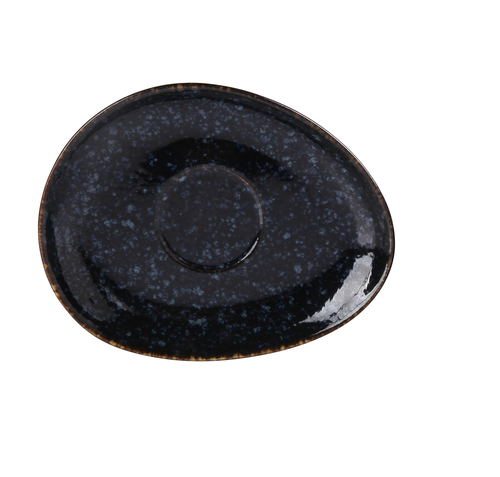 Yanco BL-002 6" W 0.75" H 4.75" D Blue Porcelain Oval Blue Star Saucer