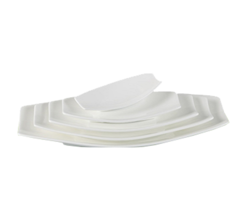 Yanco FU-814 14.25" L x 7" W American White Porcelain Rectangular Coupe Rim Fuji Platter