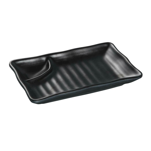 Yanco BP-4008 8" W Melamine Asian Style Black Pearl Compartment Plate