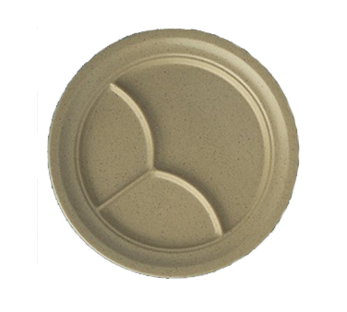 Yanco NC-510S 9.5" Dia. Sand Melamine Round Nu-Classic 3 Compartments Plate