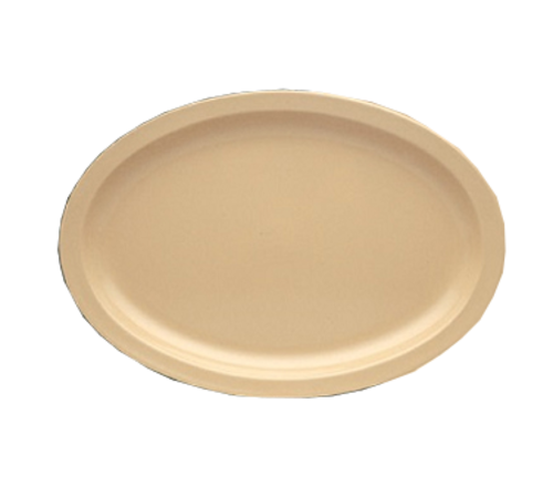 Yanco NS-516T 15.5" W x 10.75" D Melamine Tan Oval Narrow Rim Nessico Platter