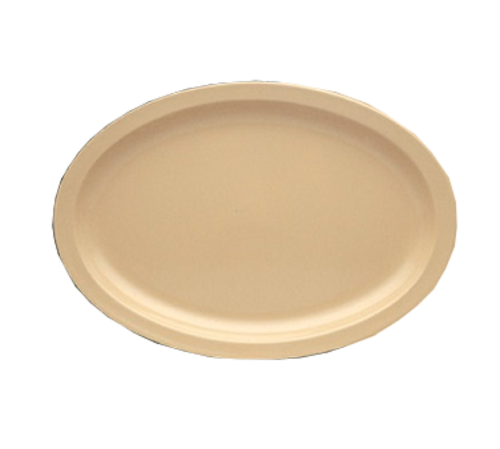 Yanco NS-510T 9.75" L x 6.75" W Tan Melamine Oval Narrow Rim Nessico Platter