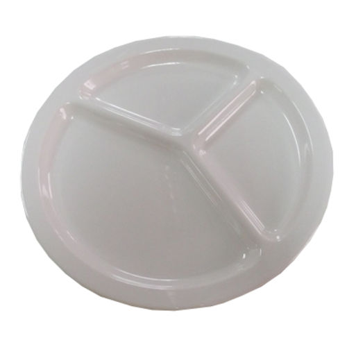 Yanco MS-710IV 10" Dia. Ivory Melamine Round Milestone 3-Compartment Plate