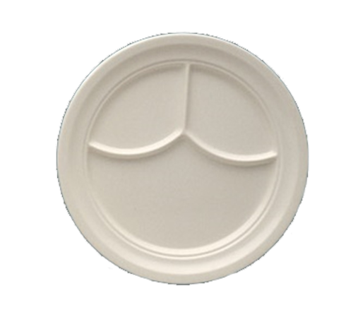 Yanco NC-510I 9.5" Dia. Ivory Melamine Round Nu-Classic 3 Compartments Plate