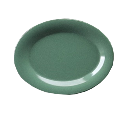 Yanco MS-213GR 13.5" L x 10.5" W Green Melamine Oval Milestone Platter
