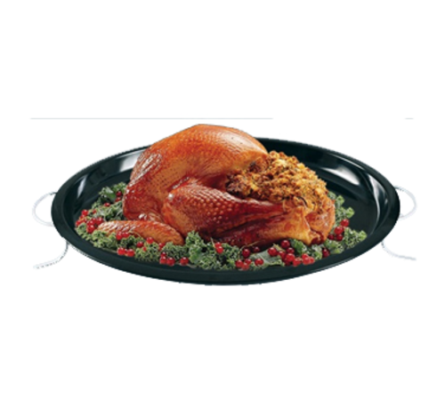Yanco RM-3022BK 22" W x 18" D x 1.25" H Black Oval Melamine Deep Rome Turkey Platter