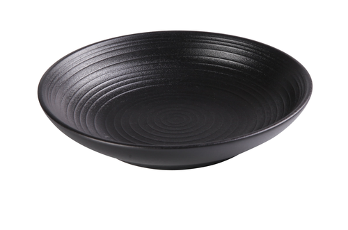 Yanco NB-608 20 Oz. Bone White Porcelain Round Noble Black Salad Bowl