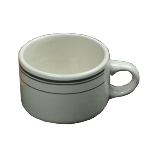 Yanco GB-23 7 Oz. White Ceramic Round Green Band Cup