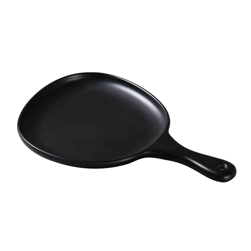 Yanco MO-811BK 14" L x 10" W x 1.25" H Black Matte Finish Melamine Organic Shape Moderne Pan Plate with Handle