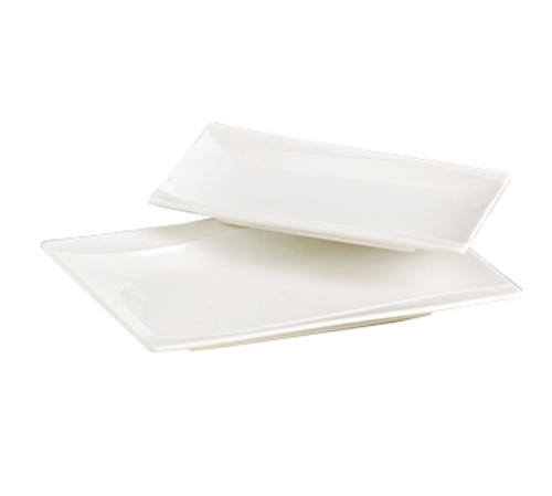 Yanco SW-208 7.25" W Bone White Porcelain Rectangular Sea Wave Plate