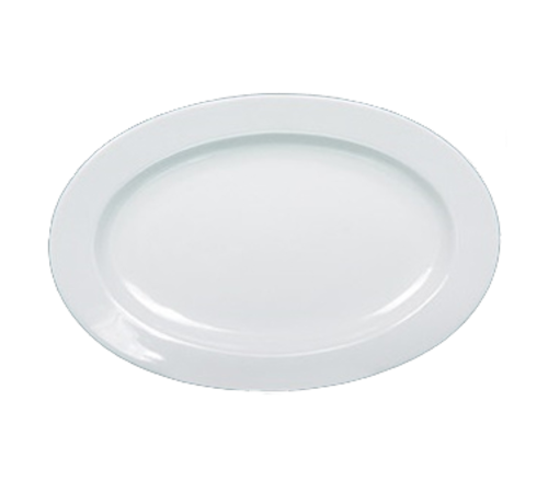 Yanco AC-92 22" L x 15" W Super White Porcelain Oval Rolled Edge Abco Platter