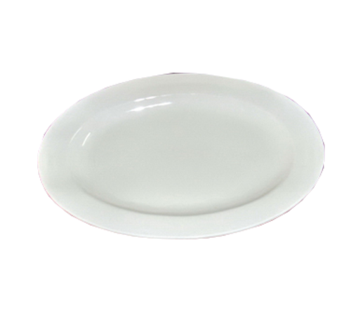 Yanco PS-41 14" L x 9.5" W White Porcelain Oval Piscataway Platter