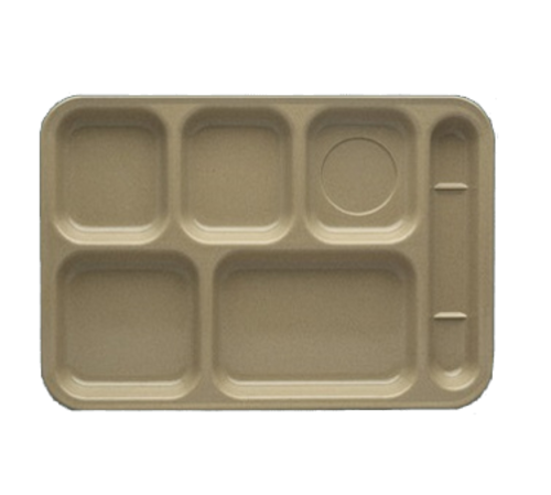 Yanco NC-802S 14" L x 10" W Sand Rectangular Melamine Right Handed Nu-Classic Compartment Tray