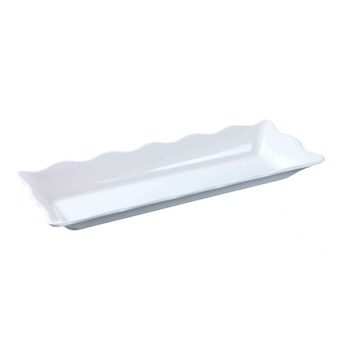 Yanco DC-6117W 17.5" W x 2" H x 6.75" D White Melamine Rectangular Serving Tray